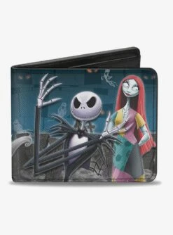 The Nightmare Before Christmas Four Character Group Cemetery Scene Bi-Fold Wallet