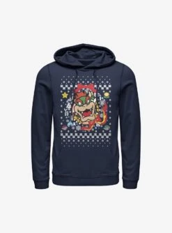 Super Mario Bowser Princess Wreath Ugly Christmas Sweater Hoodie