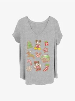 Disney Mickey Mouse Christmas Cookies Girls T-Shirt Plus Size