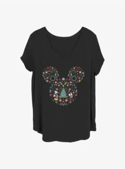 Disney Mickey Mouse Christmas Ear Fill Girls T-Shirt Plus Size