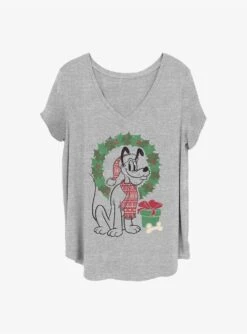 Disney Pluto Christmas Pluto Girls T-Shirt Plus Size