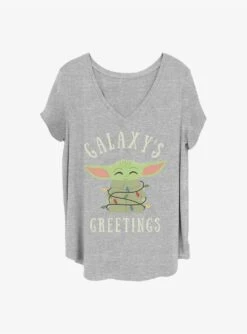 Star Wars The Mandalorian Christmas Lights Girls T-Shirt Plus Size