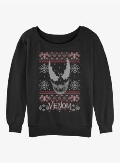 Marvel Venom Venom Ugly Christmas Girls Slouchy Sweatshirt
