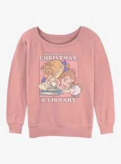 Disney Princesses Belle Christmas Girls Slouchy Sweatshirt