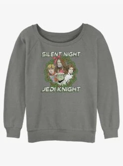 Star Wars Silent Night Jedi Knight Christmas Wreath Girls Slouchy Sweatshirt