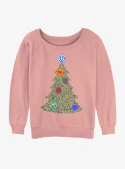 Marvel Hero Icon Christmas Tree Girls Slouchy Sweatshirt