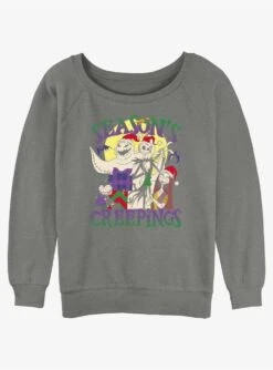 Disney The Nightmare Before Christmas Season's Creepings Oogie, Jack, And Sally Girls Slouchy Sweatshirt