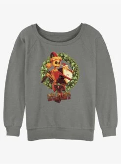 Disney The Nightmare Before Christmas Santa Jack Peace On Earth Wreath Girls Slouchy Sweatshirt