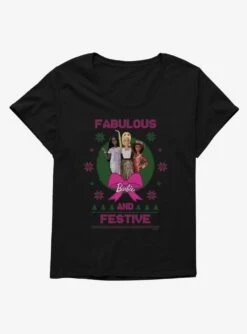 Barbie Fabulous And Festive Ugly Christmas Pattern Girls T-Shirt Plus Size