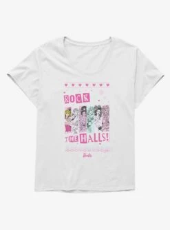 Barbie Rock The Halls Ugly Christmas Pattern Girls T-Shirt Plus Size