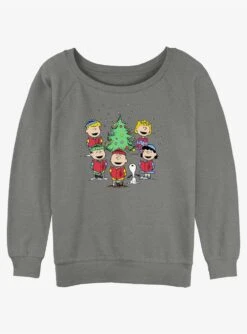 Peanuts Snoopy And Friends Christmas Caroling Girls Slouchy Sweatshirt