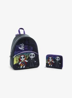 Loungefly The Nightmare Before Christmas Jack & Sally Doll Mini Zipper Wallet -Bioworld Central 20339312 av3