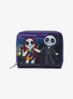 Loungefly The Nightmare Before Christmas Jack & Sally Doll Mini Zipper Wallet
