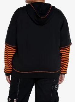 Her Universe The Nightmare Before Christmas Jack Stripe Girls Twofer Hoodie Plus Size -Bioworld Central 20647853 av2