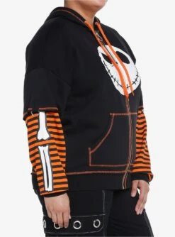 Her Universe The Nightmare Before Christmas Jack Stripe Girls Twofer Hoodie Plus Size -Bioworld Central 20647853 av4