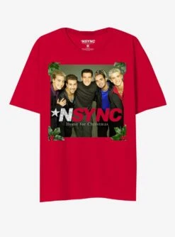 NSYNC Home For Christmas Album Cover Glitter Boyfriend Fit Girls T-Shirt